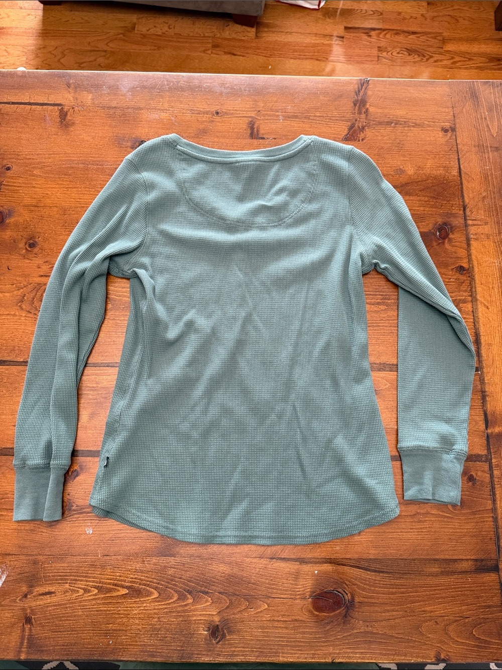 Eddie Bauer Sage Green Waffle Henley Long Sleeve - Picture 2 of 4